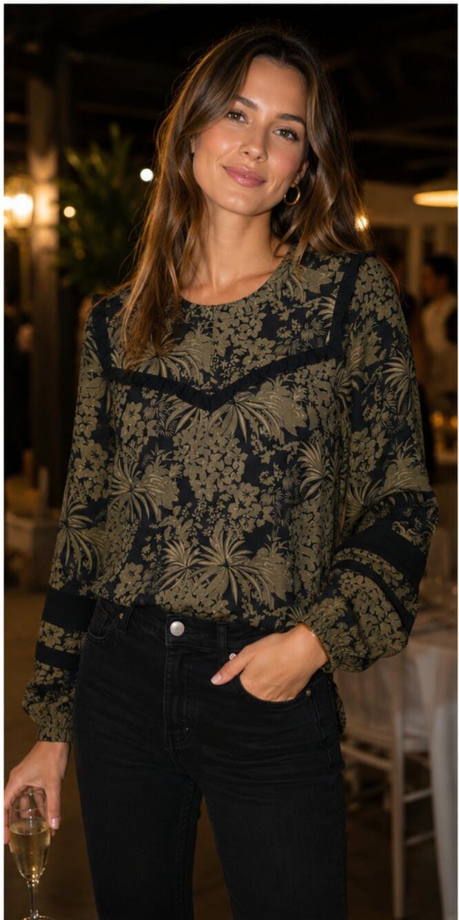 Scotch and Soda Metallic Sheer Sleeve Jacquard Top Size XS